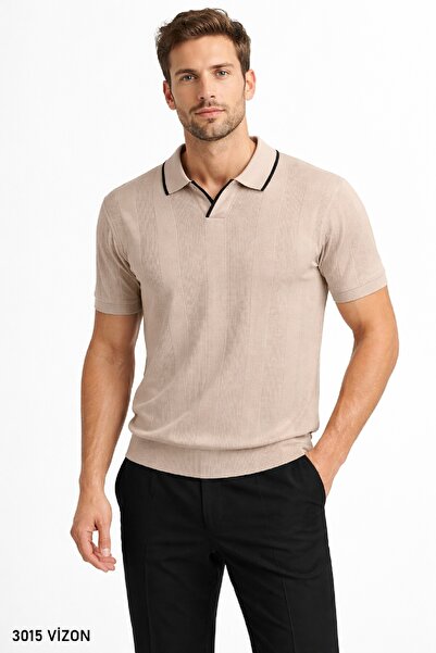 Duss Men's Polo Neck Knitwear T-Shirt