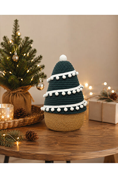afralya home Coș decorativ de Anul Nou din lemn de pin, coș decorativ pentru ...
