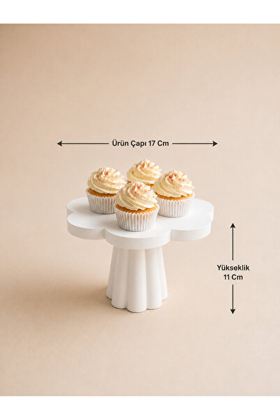 Genel Markalar Ayaklı Stand Beyaz Cupcake Standı Sunum Standı 17 cm