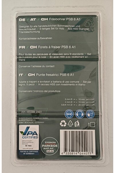 PARKSIDE PSB 6 A1 HSS Freze Matkap Ucu Seti 5 parça