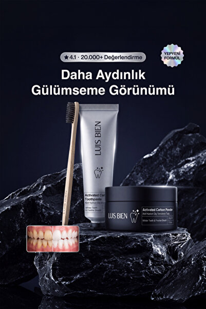 Luis Bien Aktif Karbon Diş Temizleme ve Beyazlatma Seti | Macun + Toz + Bambu...