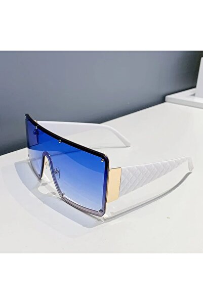 Choice White-blue Fashion Large Frame Sunglasses Female One-piece Wide-rimmed...