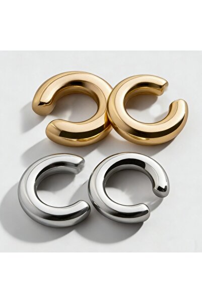 Choice1 Gold And Silver Trend Asymmetric Metal Clip Earrings for Women Men Fa...