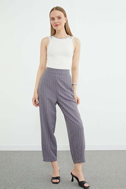 Fulla Moda Striped Zippered Pants with Pliers Pocketed