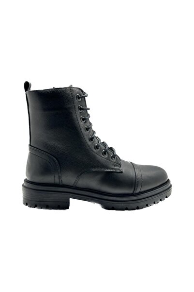 Castle Black Yldz-3757-1 Black Genuine Leather Women's Boots Black