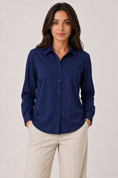 Generic Brand Women's Long Sleeve Shirt with Buttons Classic Collar Suitable ...