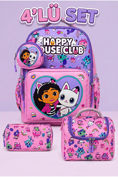 Çanta Trend Set of 4, Boy's Patterned Primary School School Bag + Lunch Box +...