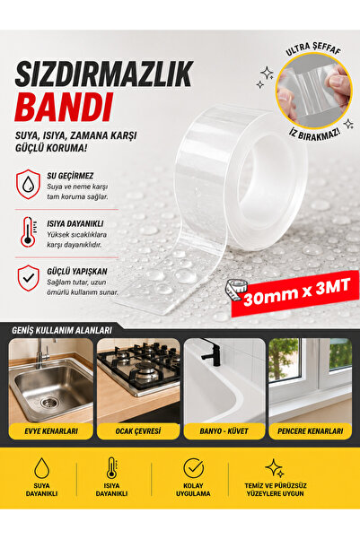 Merii Store Ultra Şeffaf Sızdırmazlık Bandı - Su Geçirmez Isıya Dayanıklı Mut...