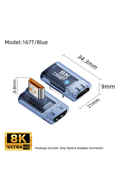Choice 167T-Blue 90 270 360 Degree HDMI-compatible 2.1 Adapter 8K@60Hz Male t...