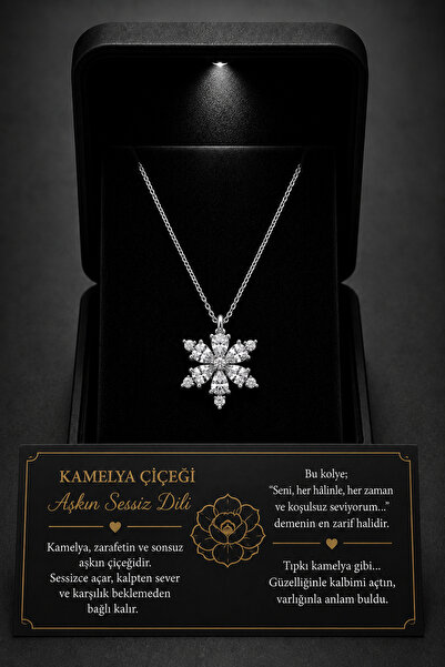 ÇEKİRDEK JEWELRY 925 Ayar Gümüş Çiçek Kolye Zirkon Taşlı Şık ve Zarif Kadın K...
