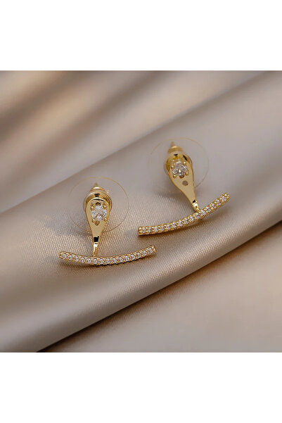 Choice HE6006-2 2026 New Classic Simple Micro Inlaid Zircon Gold Color Earrin...