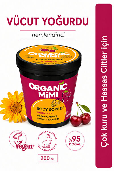ORGANİC MİMİ Vücut Yoğurdu Arnika ve Vişne Özlü Nemlendirici Canlandırıcı 200 ml