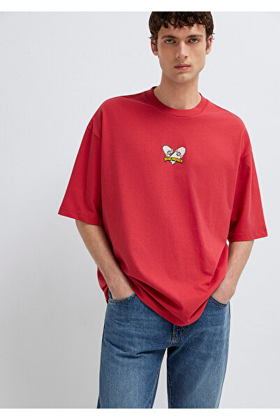 Mavi Heart Breaker Printed Red T-Shirt Oversize / Wide Cut 0613647-70428