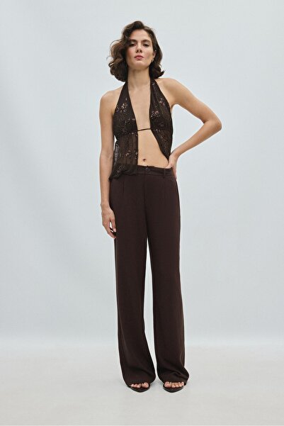 Stradivarius Keten görünümlü straight fit pantolon
