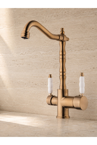 yedix yapı Seven Build Market - Rustic Purified Matte Gold Kitchen Faucet