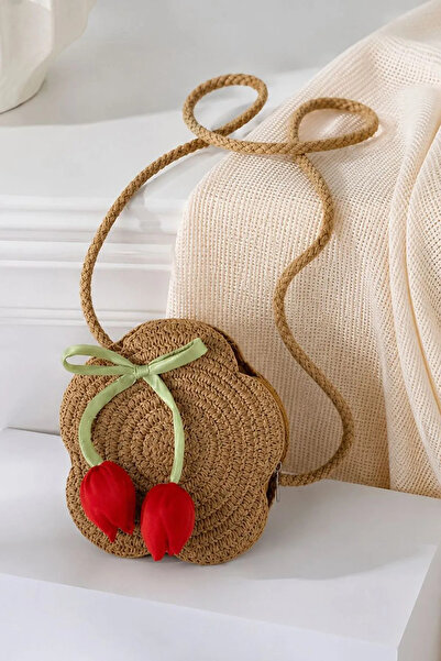 Minigimin Cicileri My Little One's Cicileri Tulip Detailed Straw Mini Bag for...