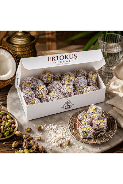 Ertokuş Efendi Isparta Doğal Gül Aromalı Duble Antep Fıstıklı Lokum 250 gr, Ç...