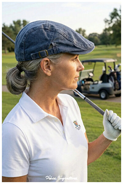 PIECE SIGNATURE 100% Cotton, Adjustable Denim Golf Cap for Women and Men