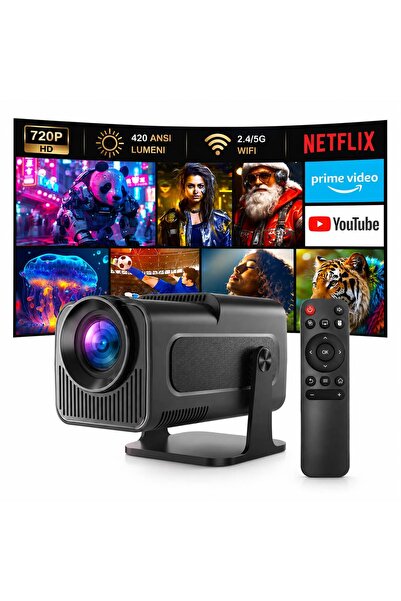 Nerele Videoproiector Inteligent Nerele, Android 11, Netflix, YouTube si Prim...