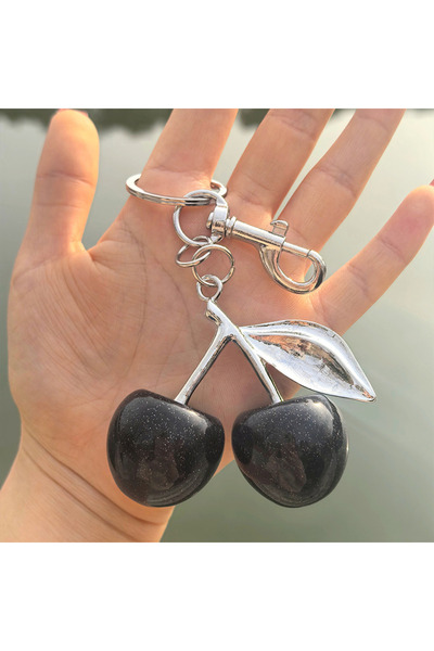 Choice silver-black Fashion Delicate Red Cherry Charm Keychain 3 Color Gold S...