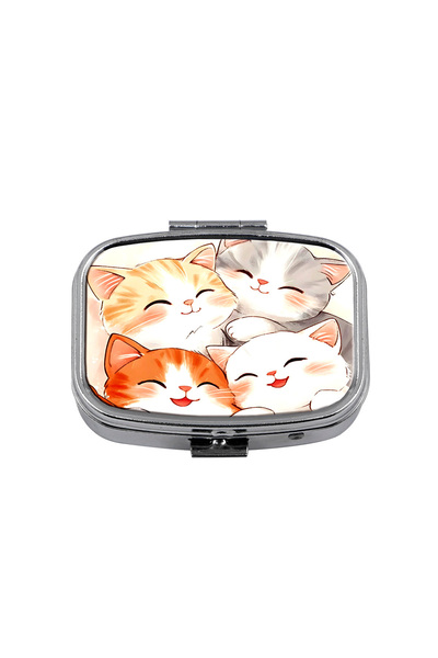 Choice 3 Cartoon Animals Cats Pill Box Divided Metal Square Pill Box Travel P...