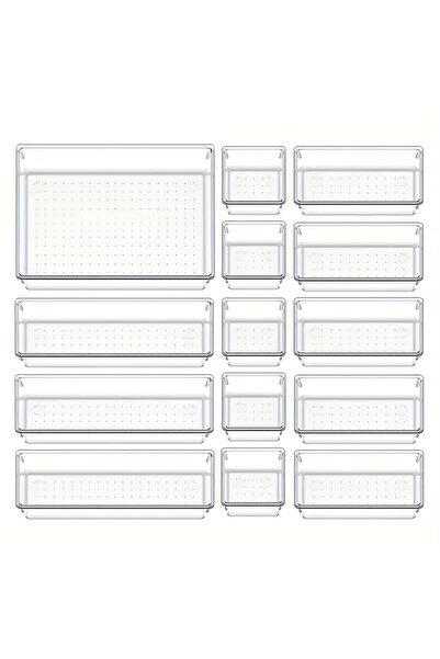 Choice 14PCS 10-Piece Versatile Drawer Organizer Set - Clear Plastic Trays an...