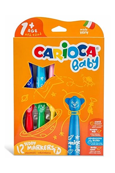 carioca Teddy Jumbo Baby Super Washable Felt Tip Markers 12 Pcs +1 Year Old