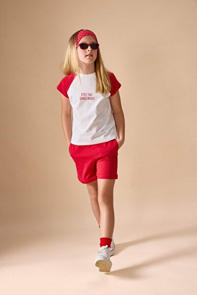 DeFacto Ribana 2-Piece Printed Red and White Set for Girls I0044A826Hs