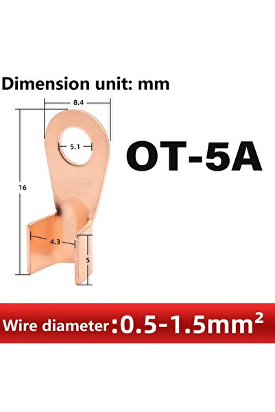 Choice8 50Pcs OT5A 10/50PCS Copper OT Terminal Non-Insulated Wire Connector B...