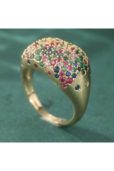 Choice1 9 Light Yellow Gold Color MULTI Set with Colorful Synthetic Zircon, E...