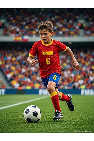 Civil Boys Spain Baskılı 2'li 6-9 Yaş Takım - Pamuk Forma - Kırmızı