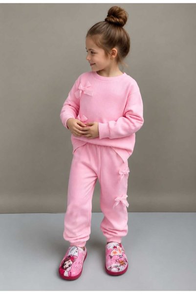 NUR TEKSTİL Gezer pembe kız çocuk kaymaz kışlık ev terliği