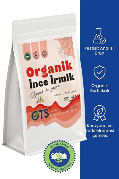 OTS Organik İnce İrmik 500 gr (Organik Sertifikalı, Pestisit Analizli)