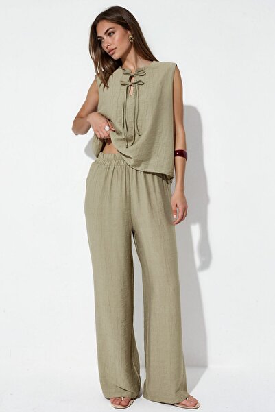 Hiccup Viscose Blend Tie-Dye Detailed Blouse & Elasticated Pants Set