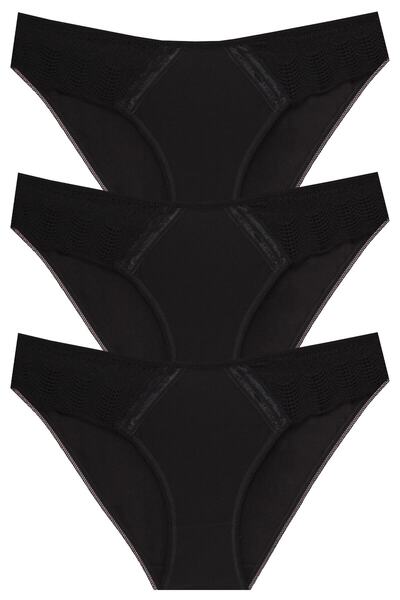 papatya lingerie 3-Pack of Women's Panties with Tulle Front and Lace Back Mic...