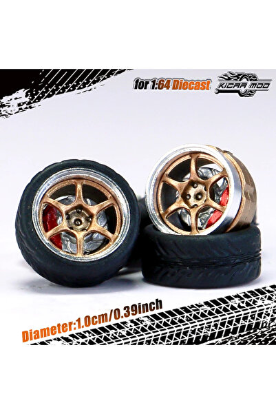 Choice10 Bronze Kicarmod 1/64 Model Car ABS Wheels with Tire Brake Disc Metal...