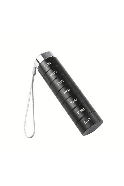 Choice1 Black Metal Pill Organizer Weekly Waterproof Travel Pill Box Portable...