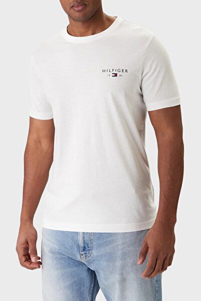Tommy Hilfiger Erkek %100 Pamuklu Normal Kalıp Yuvarlak Yakalı Kısa Kollu Bey...