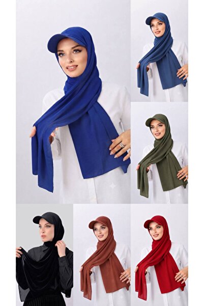 ALDAIYR 6 Ready-Made Shawl Hijabs with Bonnet Hats Sandy
