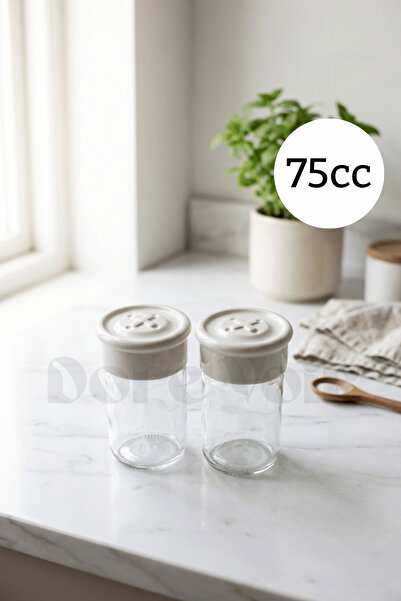 Dore Voir 2 Adet Cam Tuzluk Plastik Kapaklı - 75 CC/ Beyaz