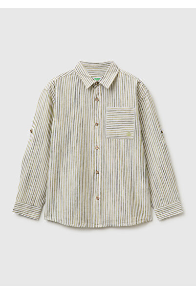 United Colors of Benetton Boy's Yellow Logo Embroidered Pocket Wooden Button ...