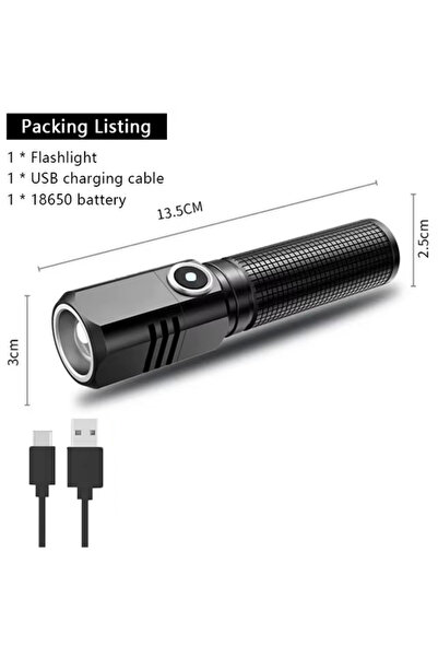 Choice long With battery Super Bright Mini LED Flashlight USB Rechargeable Zo...