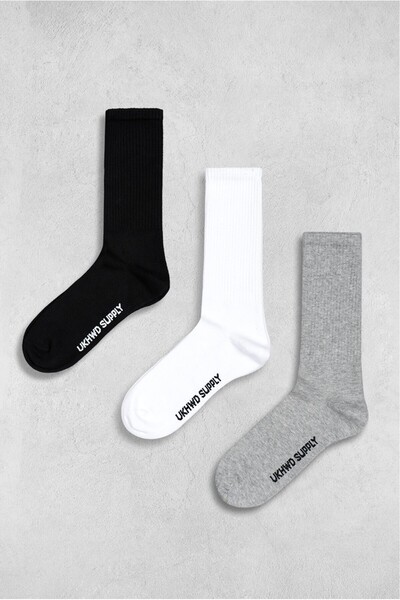 UKHWD SUPPLY 3 perechi de șosete pentru bărbați, cu două dungi, din bumbac Uk...