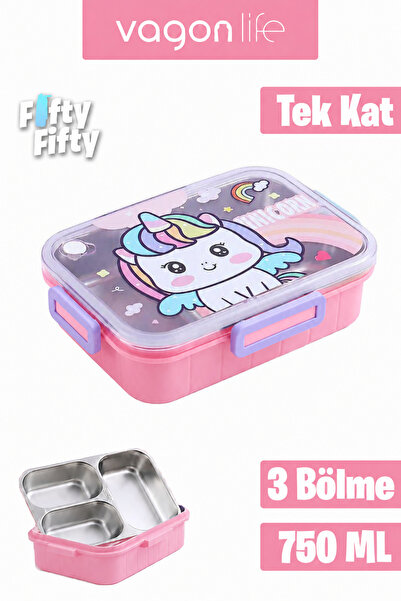 Vagonlife 750 ml Expedition Stone Lunch Box Leakproof and Non-Mixing Three Co...