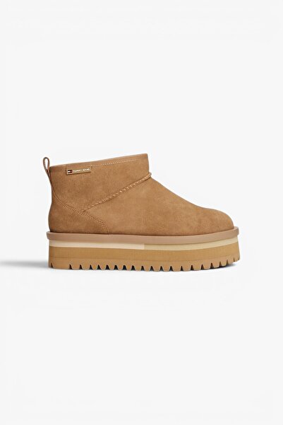 Tommy Hilfiger Tjw Flat Platform Suede Snow Women's White Boots En0En02841Rbh