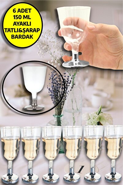 Open Home Concept 6'lı Plastik Gümüş Ayaklı Tatlı Ve Şarap Kadehi Parti Team ...