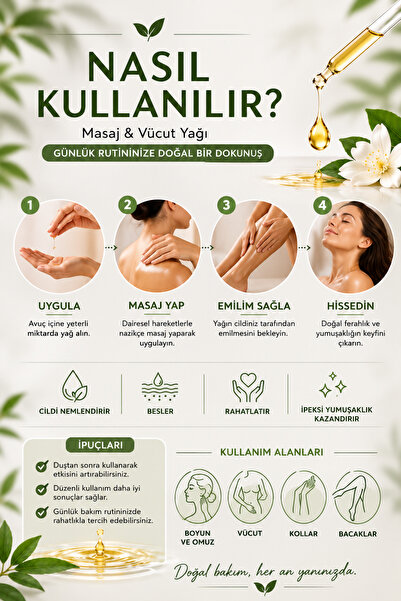 Biocure Rahatlatıcı-Etkili Masaj Yağı Ve Vücut Bakım Yağı / Vanilya Özlü