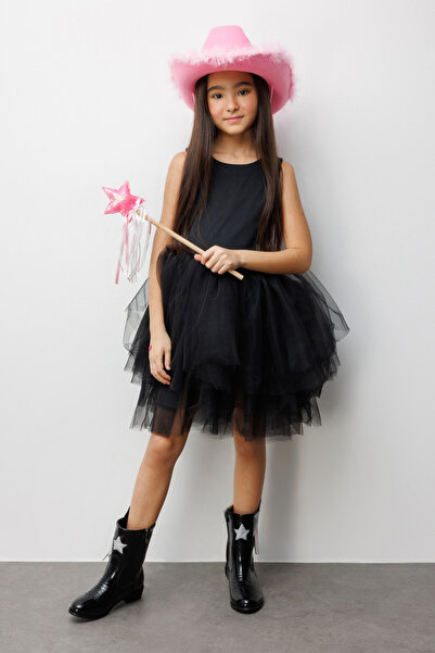 Le Mabelle Girl's Ballerina Dress with Black Tulle Skirt - Carmen