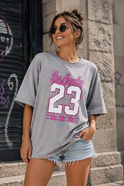 Lizbon Style Γυναικείο μπλουζάκι Oversize 100% βαμβακερό Los Angeles 23 με στ...