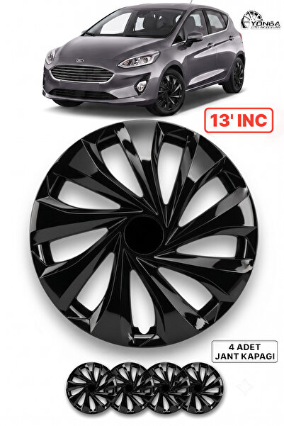 YONGA OTO AKSESUAR FORD FİESTA 13 İnç Jant Kapağı 4'lü Set Piano Black + 4 Am...